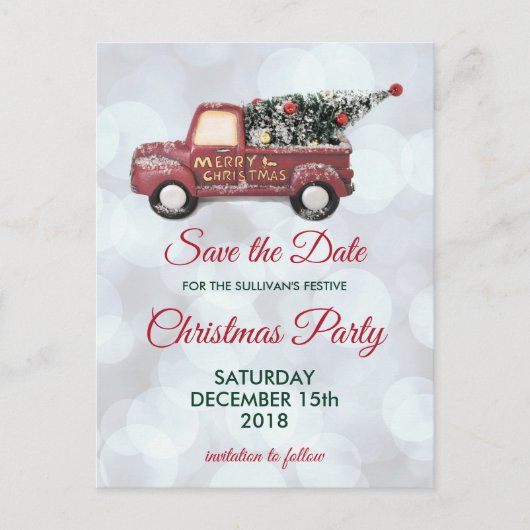 Kerstbezorging Truck Party Save the Date Briefkaart (Voorkant)