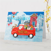 Kerstbezorgtruck met sneeuw en Sint-Bernhardshond Kaart (Gele Bloem)