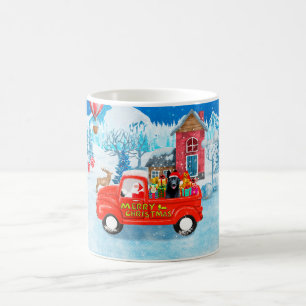 Kerstbezorgwagen met Duitse herder in de sneeuw Koffiemok