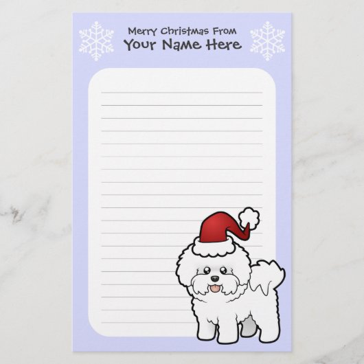 Kerstbichon Frise Briefpapier (Voorkant)