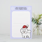 Kerstbichon Frise Briefpapier (Staand voorkant)