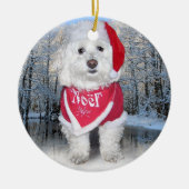 Kerstbichon Frise Dog Keramisch Ornament (Voorkant)