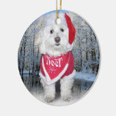 Kerstbichon Frise Dog Keramisch Ornament (Links)