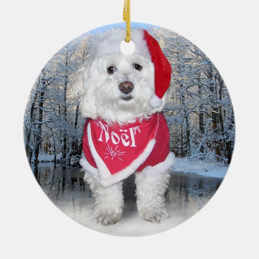 Kerstbichon Frise Dog Keramisch Ornament (Achterkant)