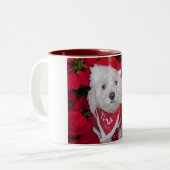 Kerstbichon Frise Dog Tweekleurige Koffiemok (Voorkant links)