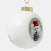 KerstBichon Frise-hond gepersonaliseerde versierin Keramische Bal Ornament (Links)