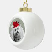 KerstBichon Frise-hond gepersonaliseerde versierin Keramische Bal Ornament (Rechts)