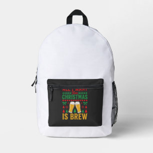 Kerstbier, alles wat ik wil is bier bedrukte rugzak
