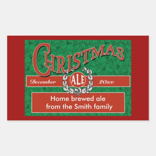 Kerstbier, bier en brouwetiketten rechthoekige sticker (Voorkant)