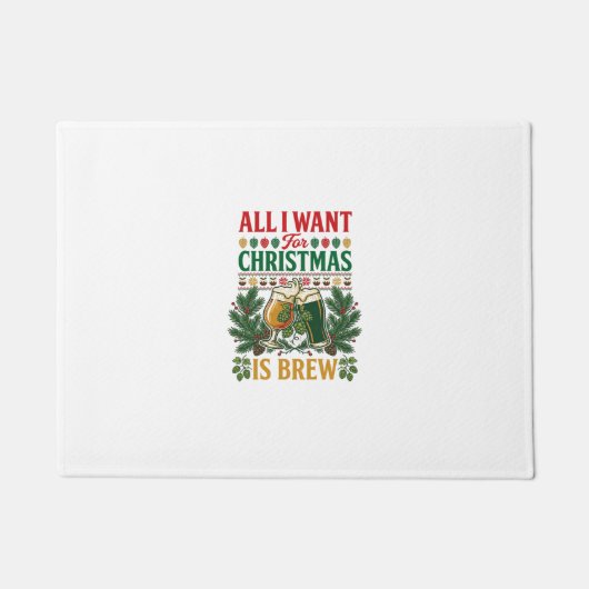 Kerstbier brouwen bierglazen dennenhoppen deurmat (Voorkant)