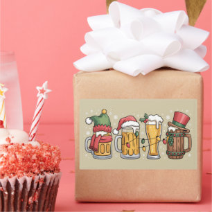 Kerstbier Drinken Liefhebber Cadeau Feest Spirit  Rechthoekige Sticker