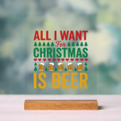 Kerstbier Grappig Vakantie Drinken Design Acryl Bord (Neutraal)