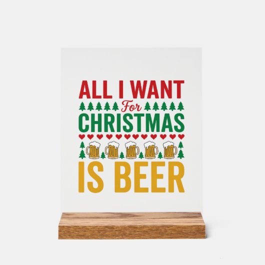 Kerstbier Grappig Vakantie Drinken Design Acryl Bord (Voorkant)