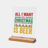 Kerstbier Grappig Vakantie Drinken Design Acryl Bord (Hoek)