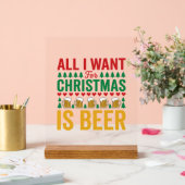 Kerstbier Grappig Vakantie Drinken Design Acryl Bord (Huwelijk)