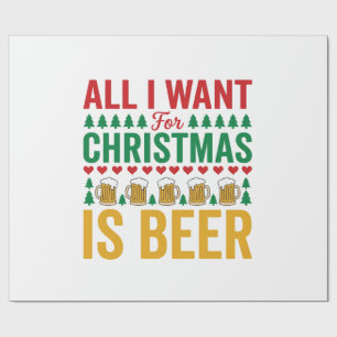 Kerstbier Grappig Vakantie Drinken Design Cadeaupapier