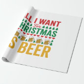 Kerstbier Grappig Vakantie Drinken Design Cadeaupapier (Uitgerold)