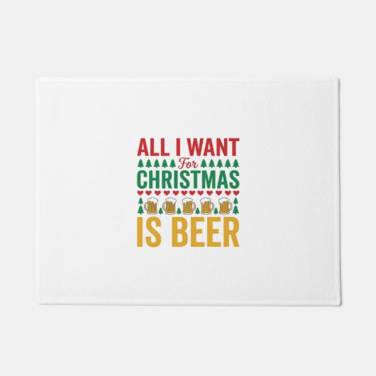 Kerstbier Grappig Vakantie Drinken Design Deurmat (Voorkant)