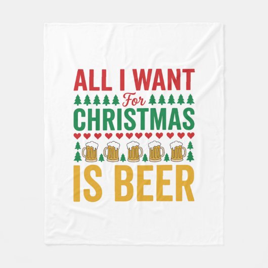 Kerstbier Grappig Vakantie Drinken Design Fleece Deken (Voorkant)