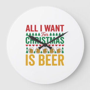 Kerstbier Grappig Vakantie Drinken Design Grote Klok