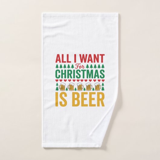 Kerstbier Grappig Vakantie Drinken Design Handdoek (Handdoek)