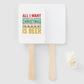 Kerstbier Grappig Vakantie Drinken Design Handwaaier (Voorkant en achterkant)