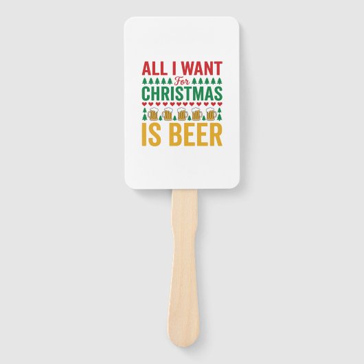 Kerstbier Grappig Vakantie Drinken Design Handwaaier (Voorkant)