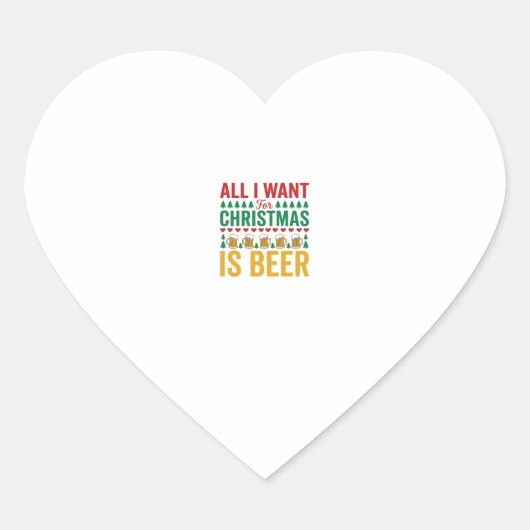 Kerstbier Grappig Vakantie Drinken Design Hart Sticker (Voorkant)
