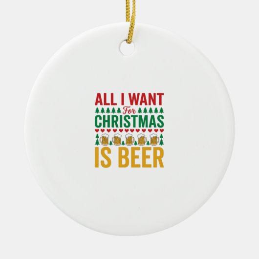 Kerstbier Grappig Vakantie Drinken Design Keramisch Ornament (Voorkant)