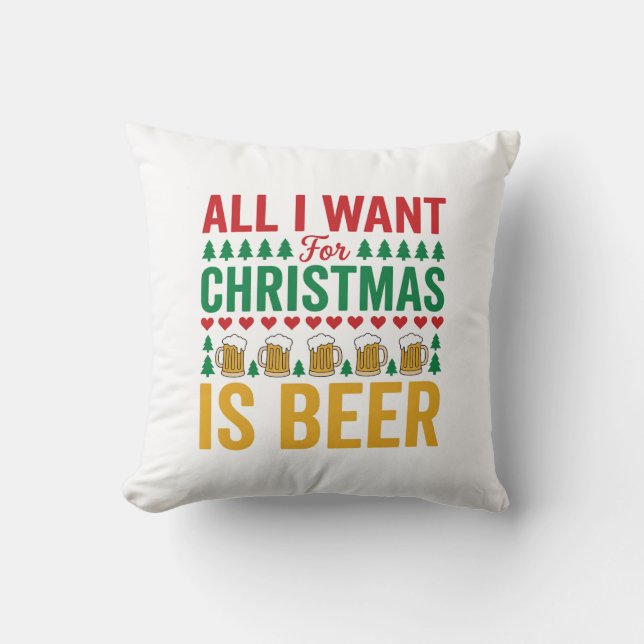 Kerstbier Grappig Vakantie Drinken Design Kussen (Voorkant)