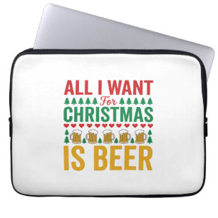 Kerstbier Grappig Vakantie Drinken Design Laptop Sleeve