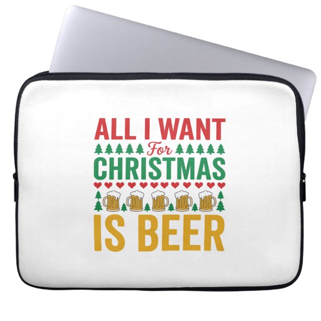 Kerstbier Grappig Vakantie Drinken Design Laptop Sleeve (Voorkant)
