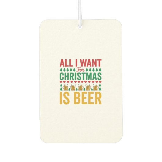 Kerstbier Grappig Vakantie Drinken Design Luchtverfrisser (Voorkant)