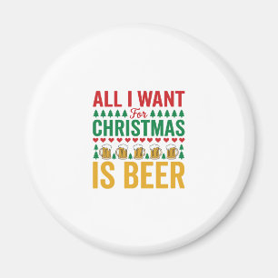 Kerstbier Grappig Vakantie Drinken Design Magneet