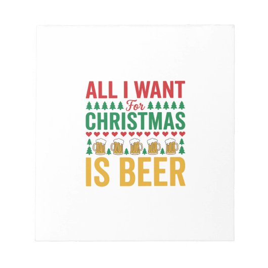 Kerstbier Grappig Vakantie Drinken Design Notitieblok (Voorkant)