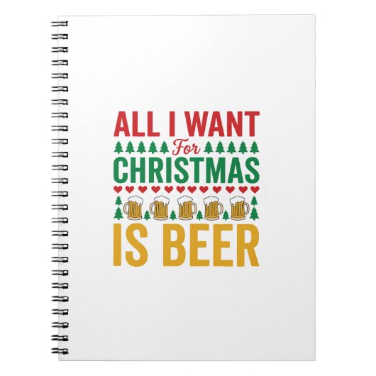 Kerstbier Grappig Vakantie Drinken Design Notitieboek (Voorkant)