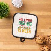 Kerstbier Grappig Vakantie Drinken Design Pannenlap (Top down)