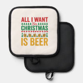 Kerstbier Grappig Vakantie Drinken Design Pannenlap (Voorkant / Achterkant)