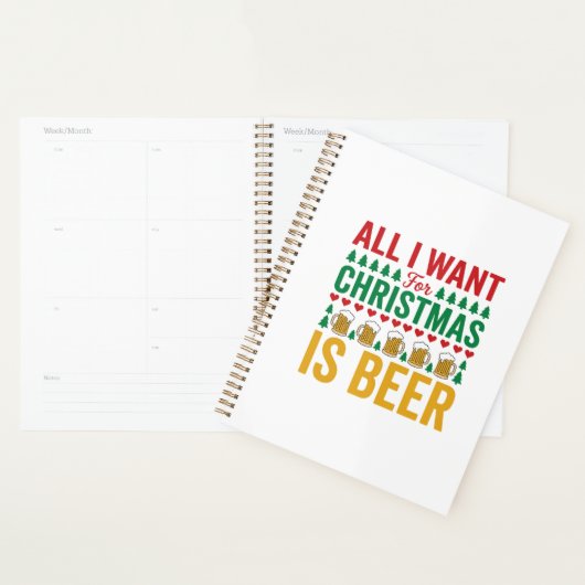 Kerstbier Grappig Vakantie Drinken Design Planner (Display)