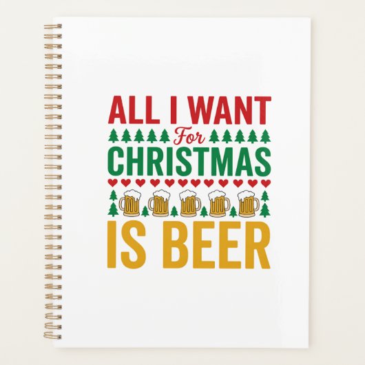 Kerstbier Grappig Vakantie Drinken Design Planner (Voorkant)