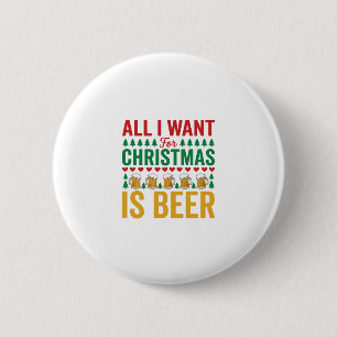 Kerstbier Grappig Vakantie Drinken Design Ronde Button 5,7 Cm