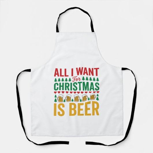Kerstbier Grappig Vakantie Drinken Design Schort (Voorkant)