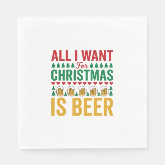 Kerstbier Grappig Vakantie Drinken Design Servet (Voorkant)