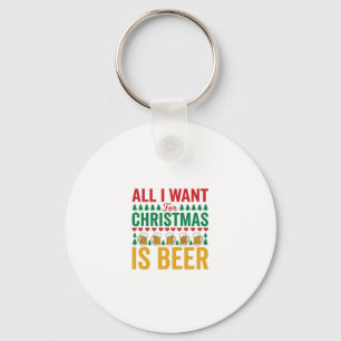 Kerstbier Grappig Vakantie Drinken Design Sleutelhanger