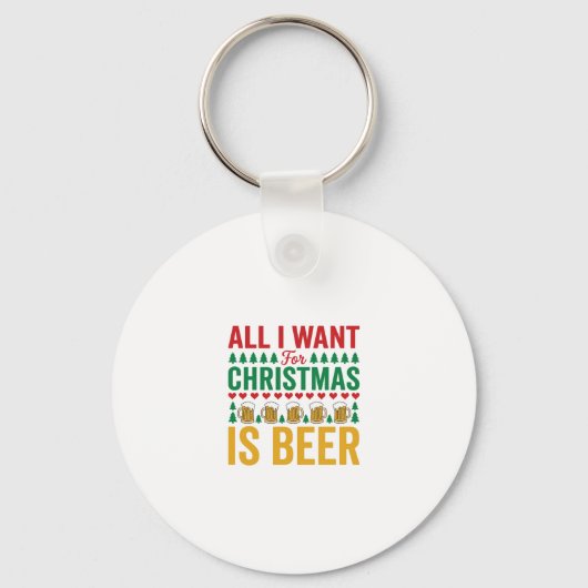 Kerstbier Grappig Vakantie Drinken Design Sleutelhanger (Voorkant)