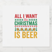Kerstbier Grappig Vakantie Drinken Design Sparkling Wijnetiket (Enkel label)