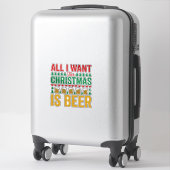 Kerstbier Grappig Vakantie Drinken Design Sticker (Koffer)