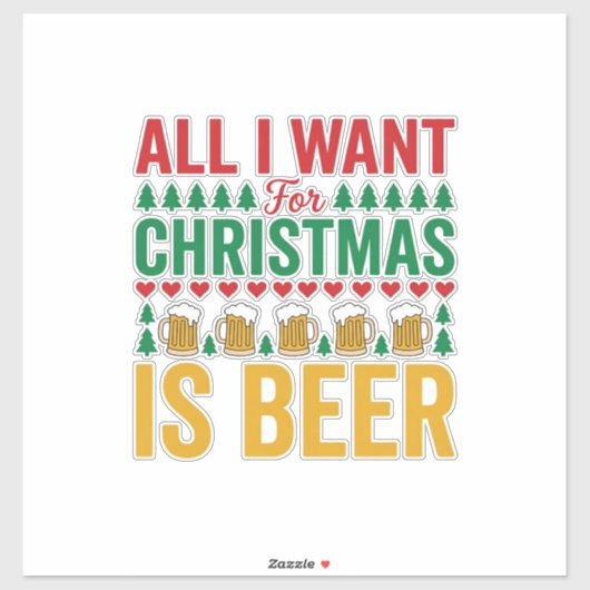 Kerstbier Grappig Vakantie Drinken Design Sticker (Vel)