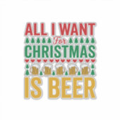 Kerstbier Grappig Vakantie Drinken Design Sticker (Voorkant)