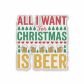 Kerstbier Grappig Vakantie Drinken Design Sticker (Voorkant)